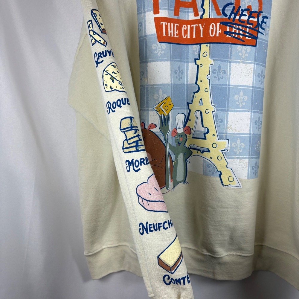 Disney Ratatouille Paris City of Cheese Sweatshirt XL Cream Remy Emile Graphic - Picture 6 of 9